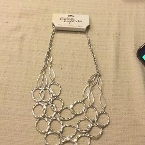 Brand New Erica Lyons 3-Tiered Silver Necklace